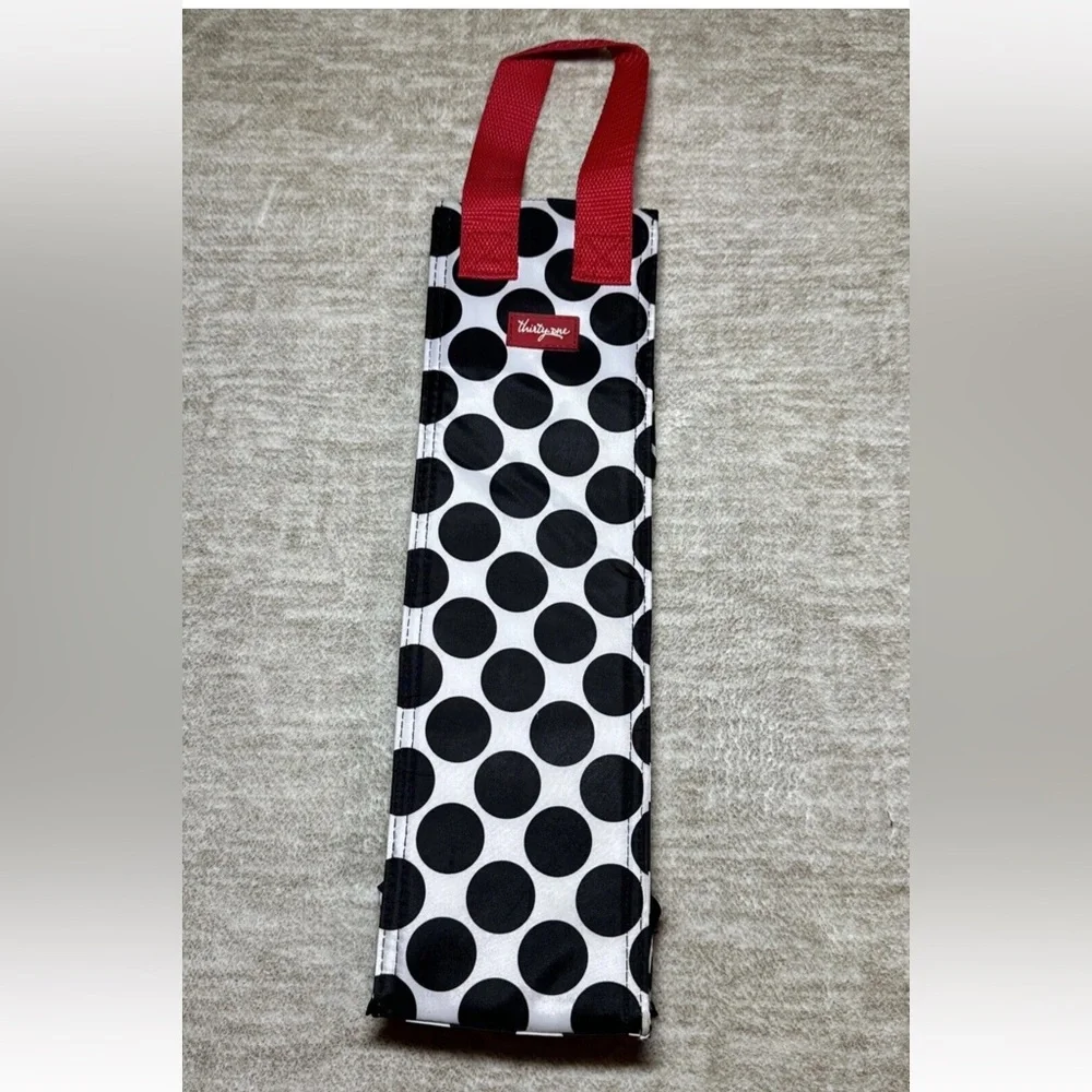 Thirty one 31 Perfect Bottle Thermal Wine Gift Bag Black Polka Dot 877A Spotty